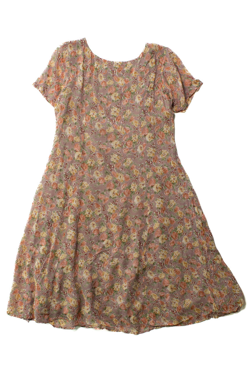 Vintage Passports Mauve Floral Dress (1990s)