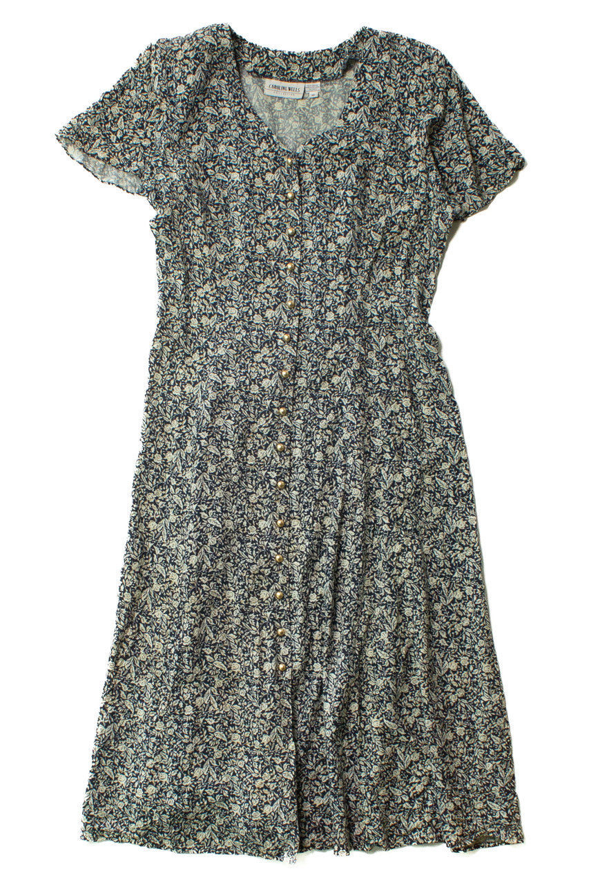Vintage Caroline Wells Floral Button Up Dress (1990s)