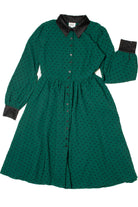 Vintage Silky Embroidered Polka Dot Dress