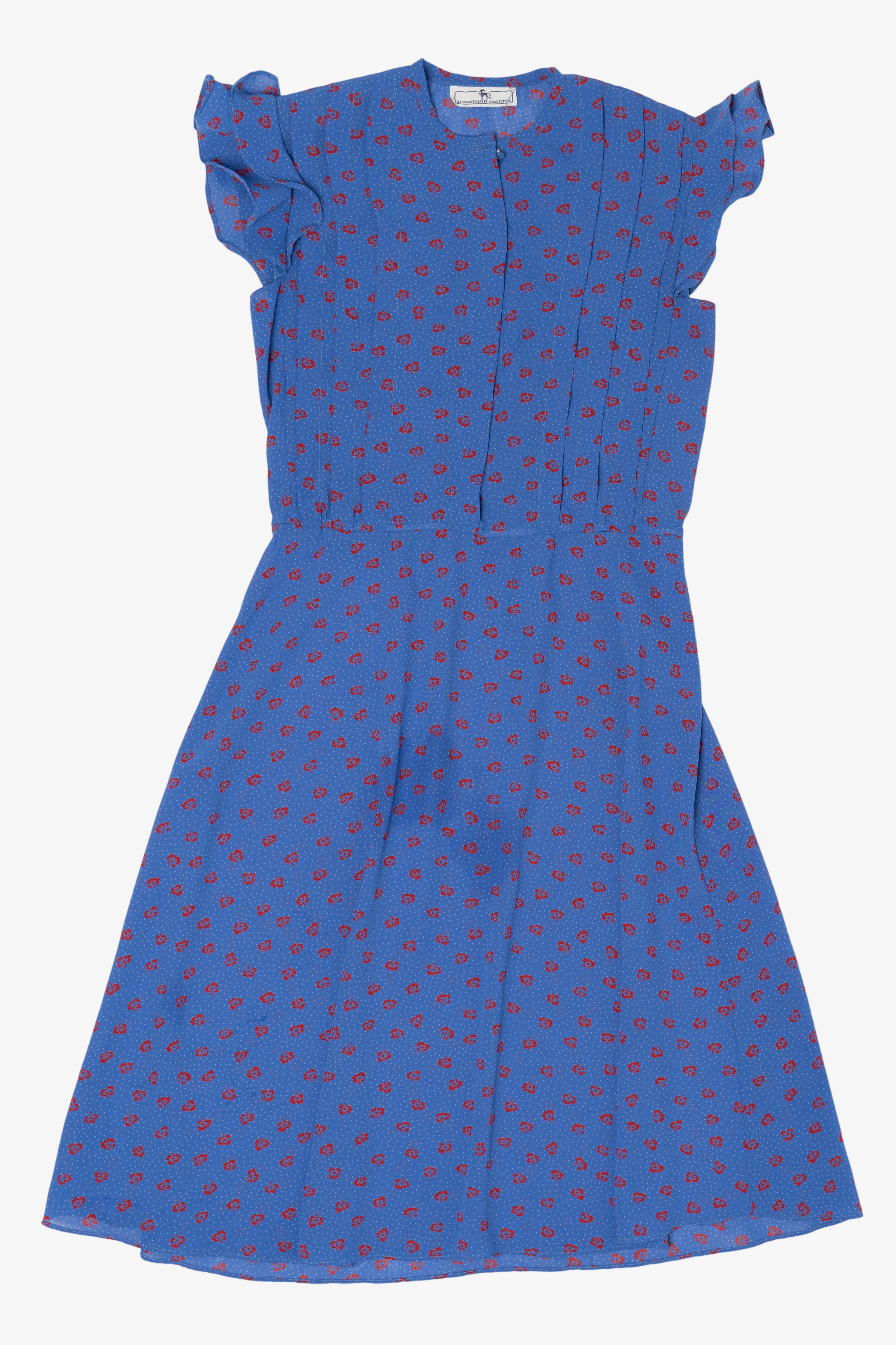 Vintage Blue Jonathan Martin Floral Dress (1980s)