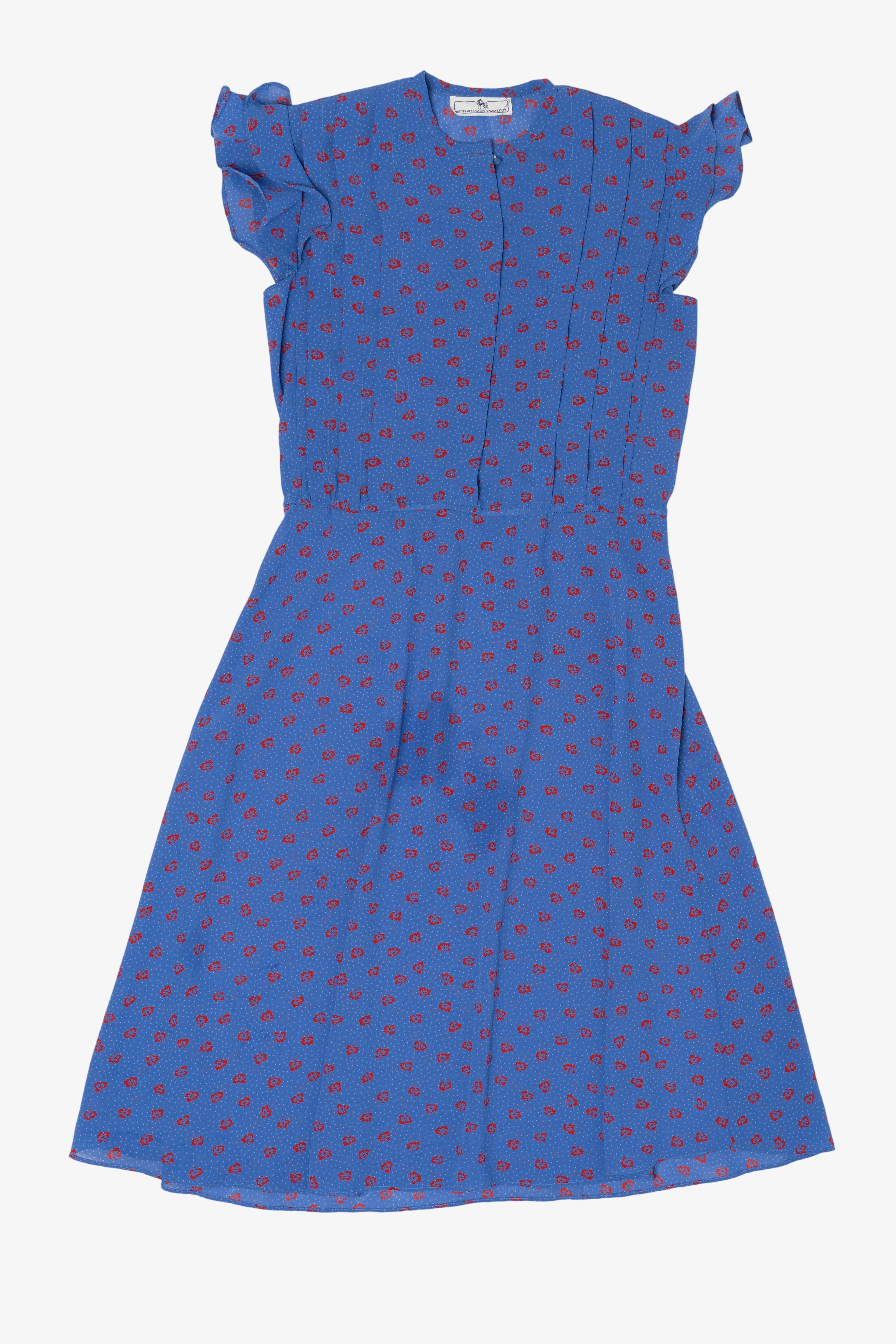 Vintage Blue Jonathan Martin Floral Dress (1980s)