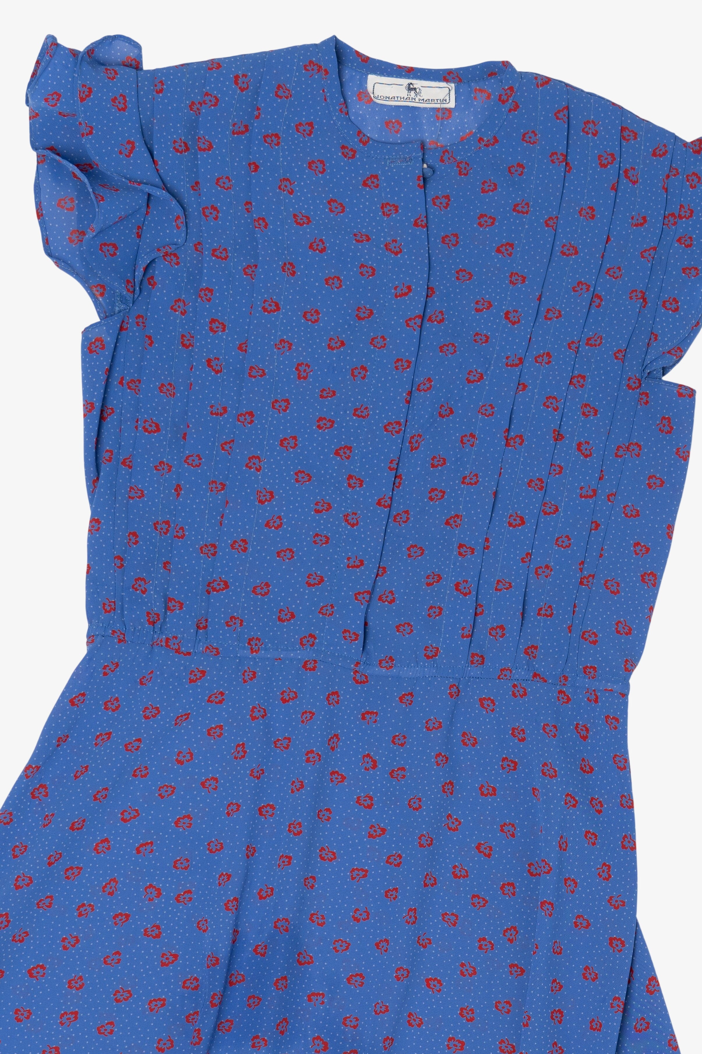 Vintage Blue Jonathan Martin Floral Dress (1980s)