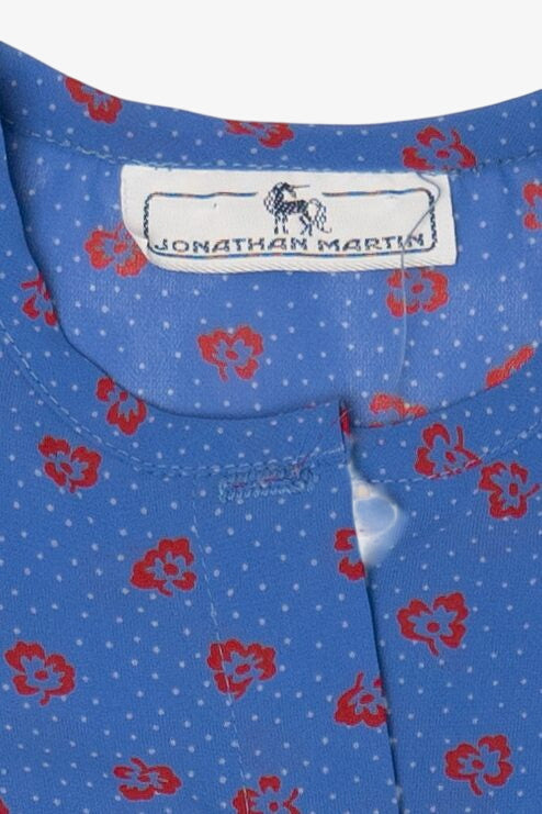 Vintage Blue Jonathan Martin Floral Dress (1980s)