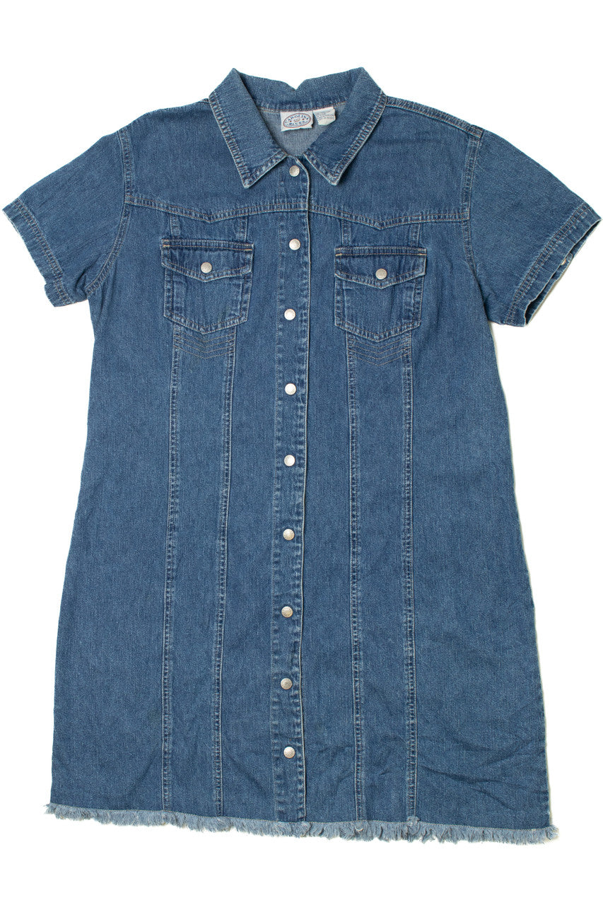 Vintage Snap Button Carolina Blues Denim Dress