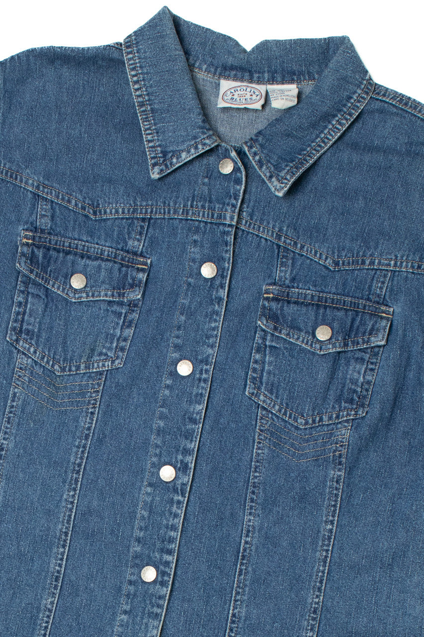 Vintage Snap Button Carolina Blues Denim Dress