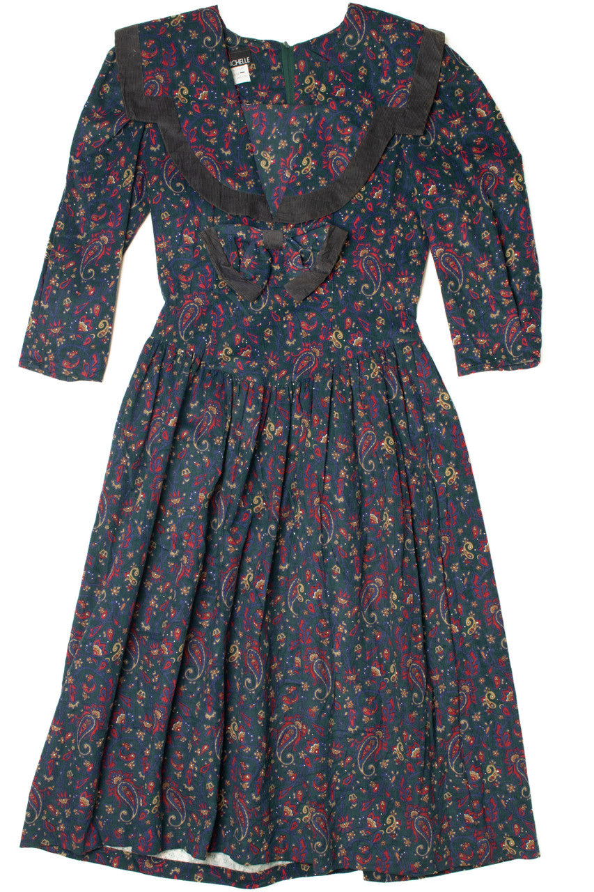 Vintage Corduroy Floral 3/4 Sleeve Button Up Cottage My Michelle Dress
