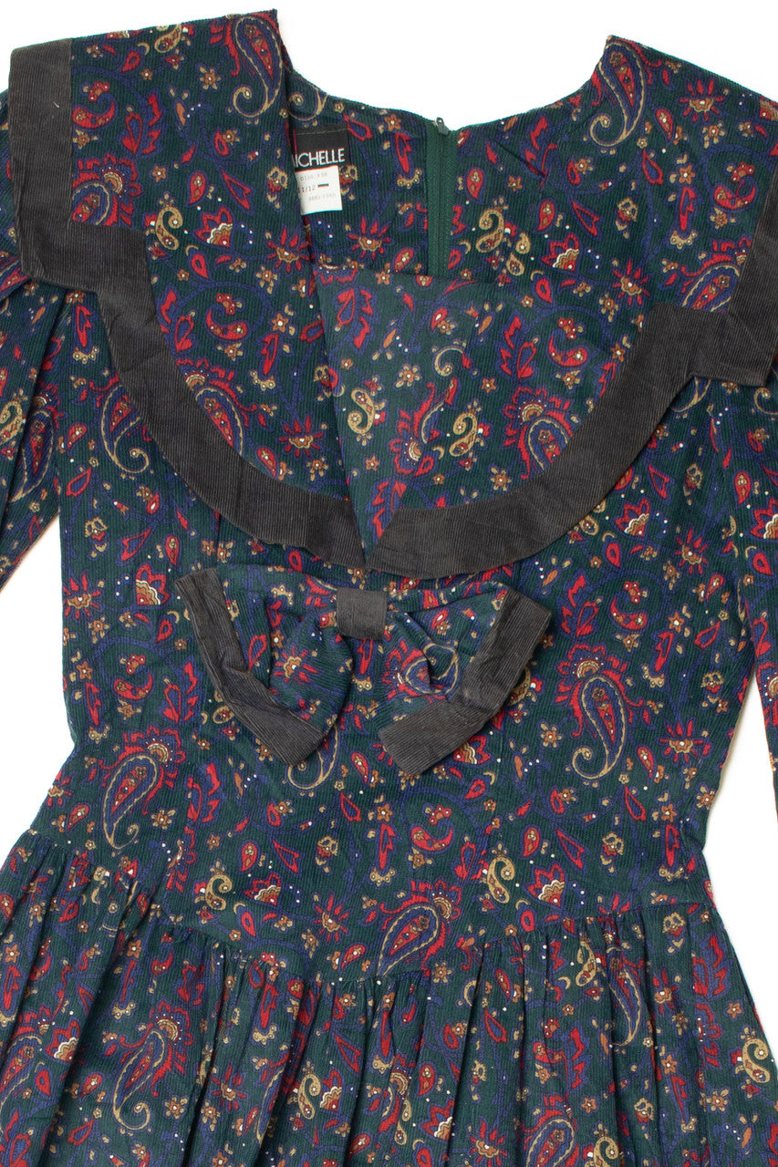 Vintage Corduroy Floral 3/4 Sleeve Button Up Cottage My Michelle Dress