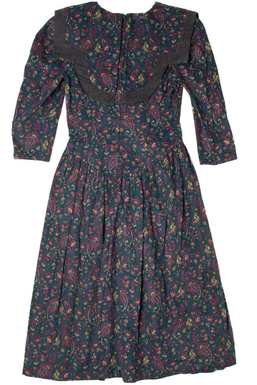Vintage Corduroy Floral 3/4 Sleeve Button Up Cottage My Michelle Dress