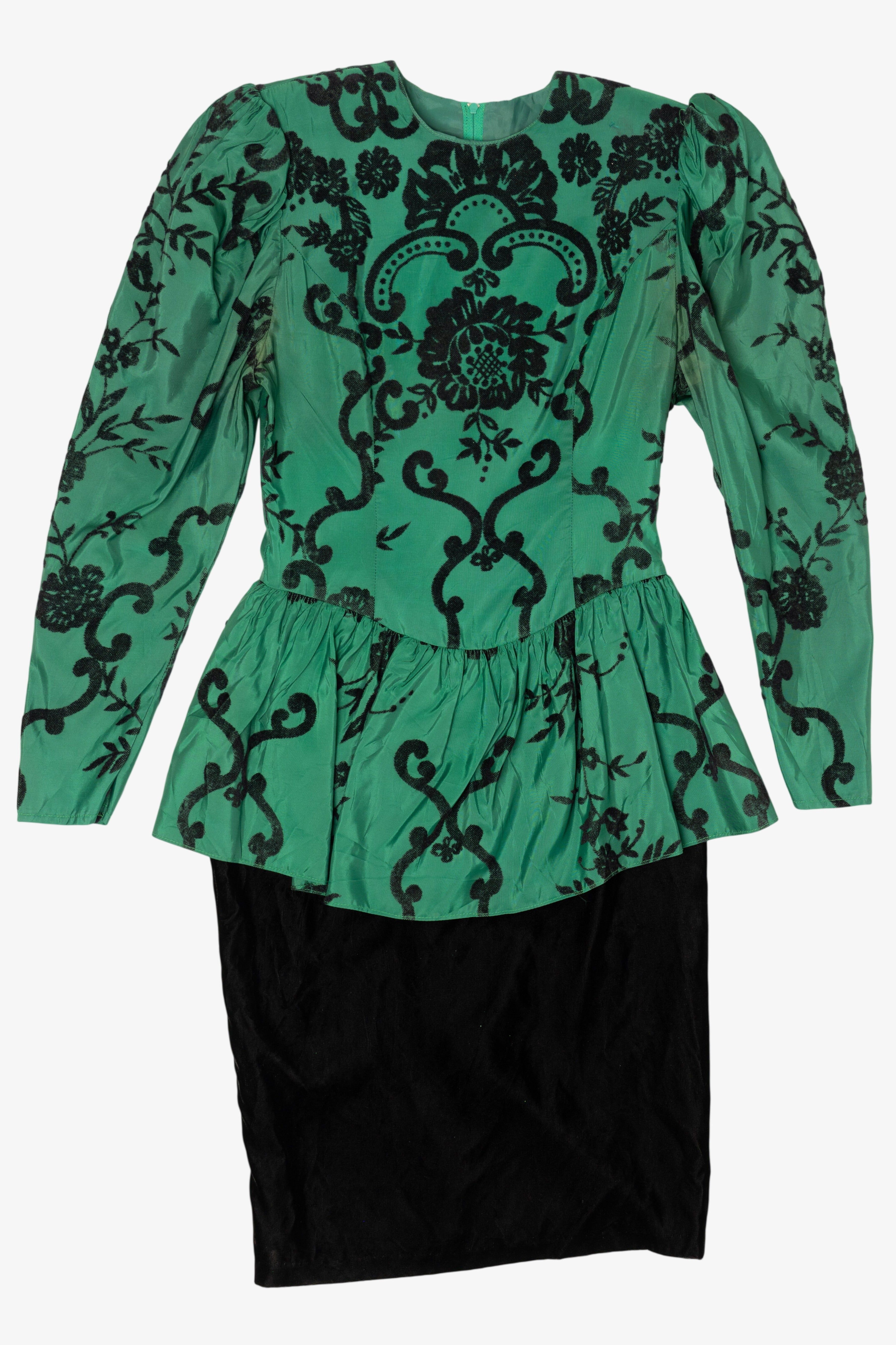 Vintage Emerald Scott McClintock Peplum Dress (1980s)