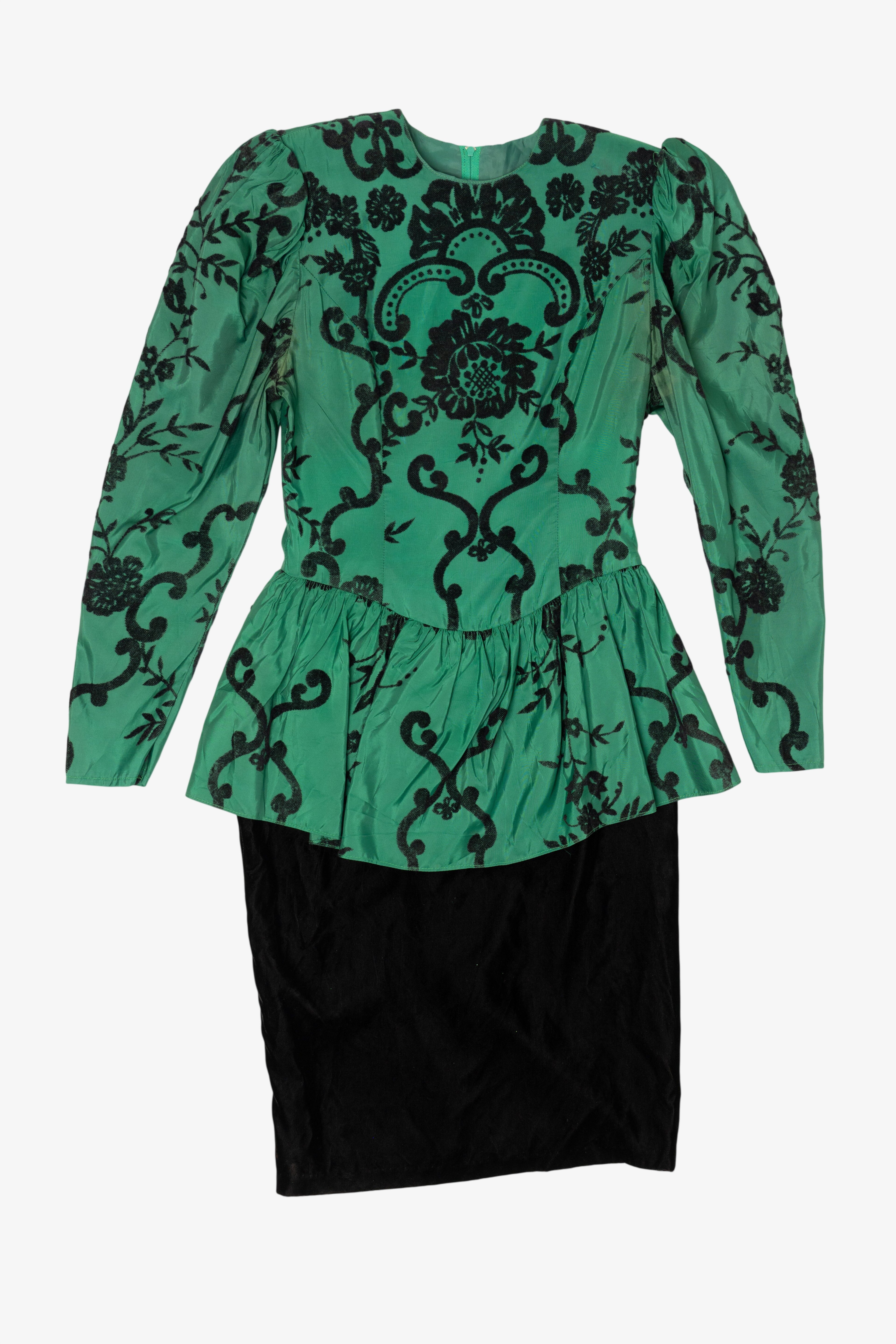 Vintage Emerald Scott McClintock Peplum Dress (1980s)