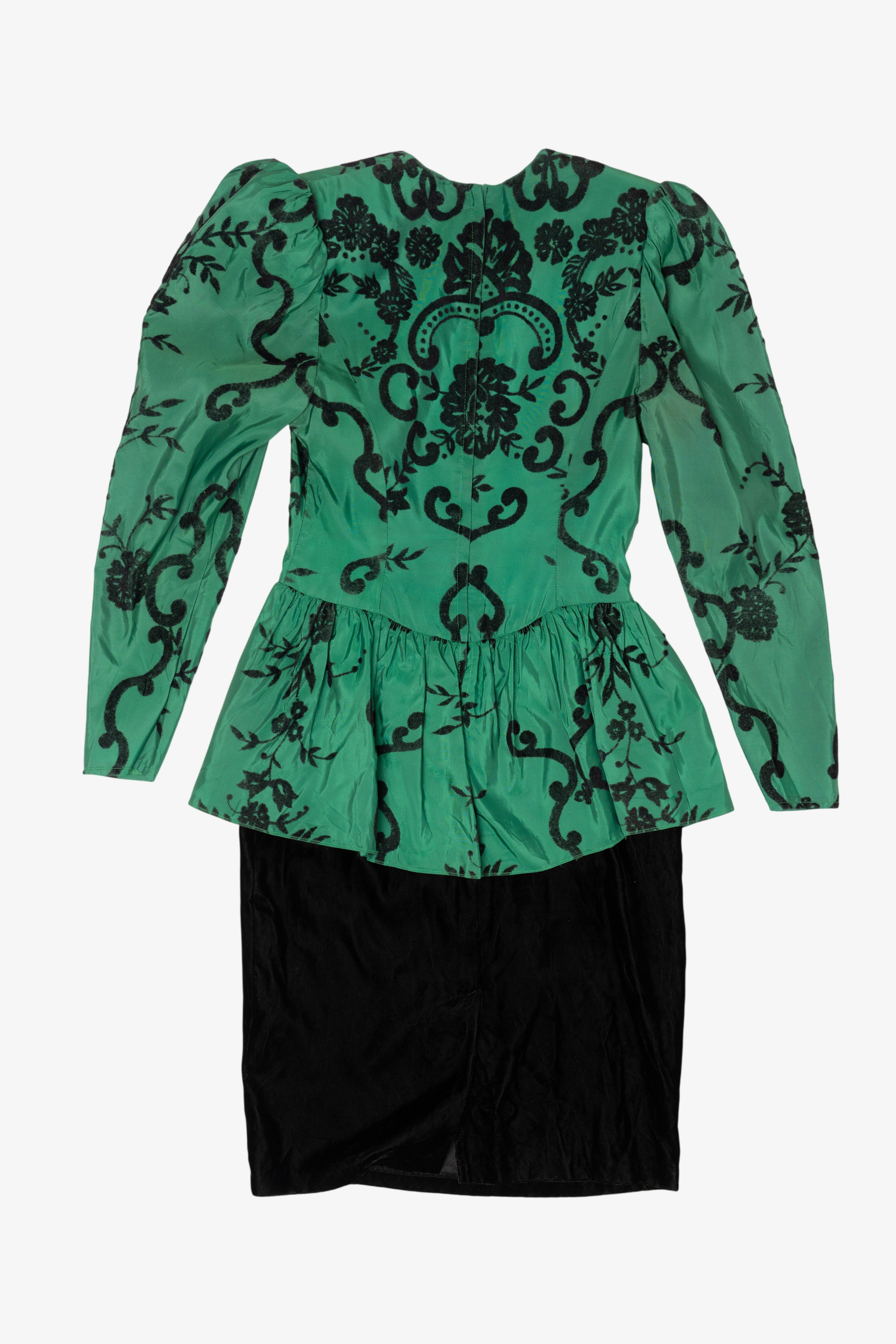 Vintage Emerald Scott McClintock Peplum Dress (1980s)