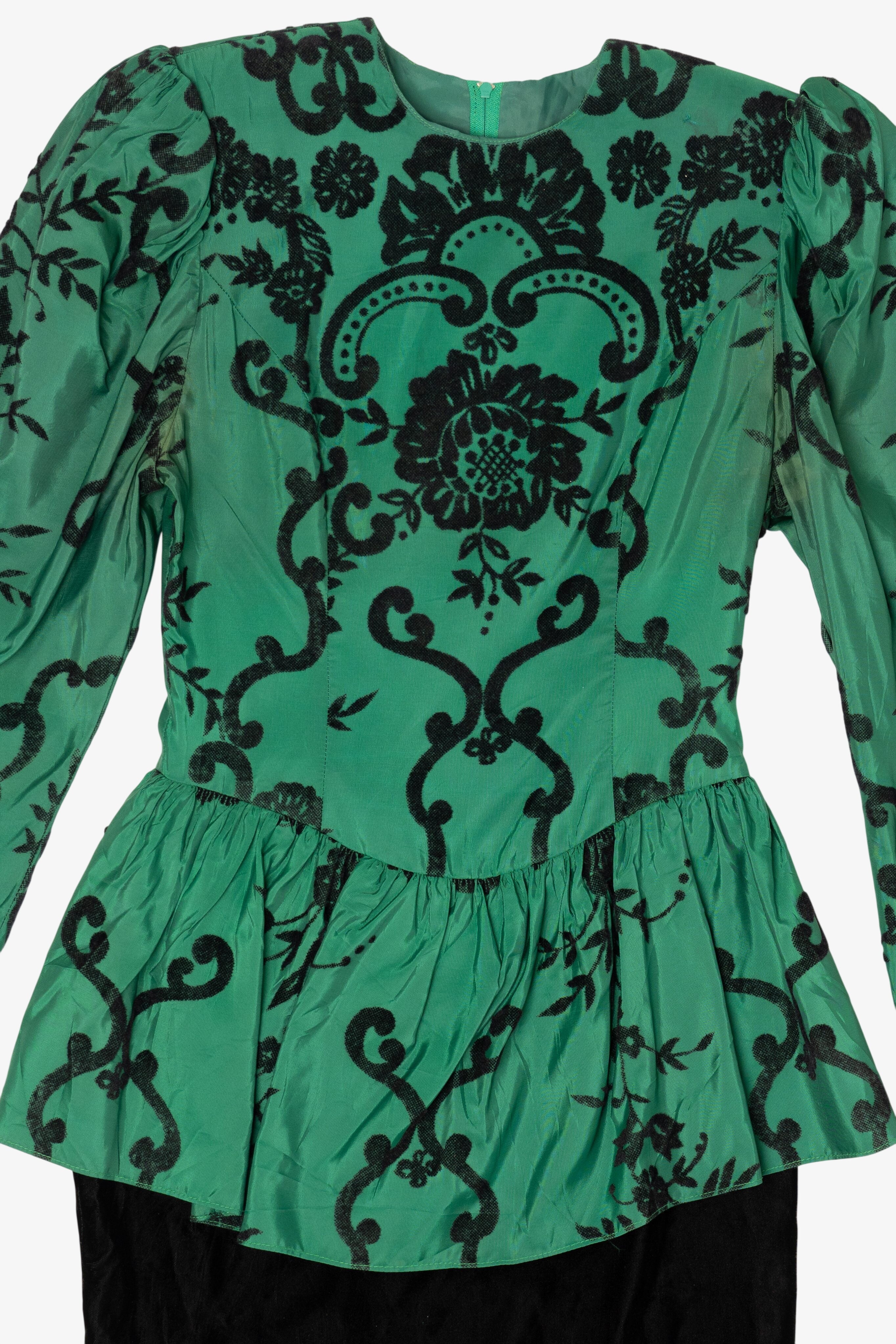 Vintage Emerald Scott McClintock Peplum Dress (1980s)