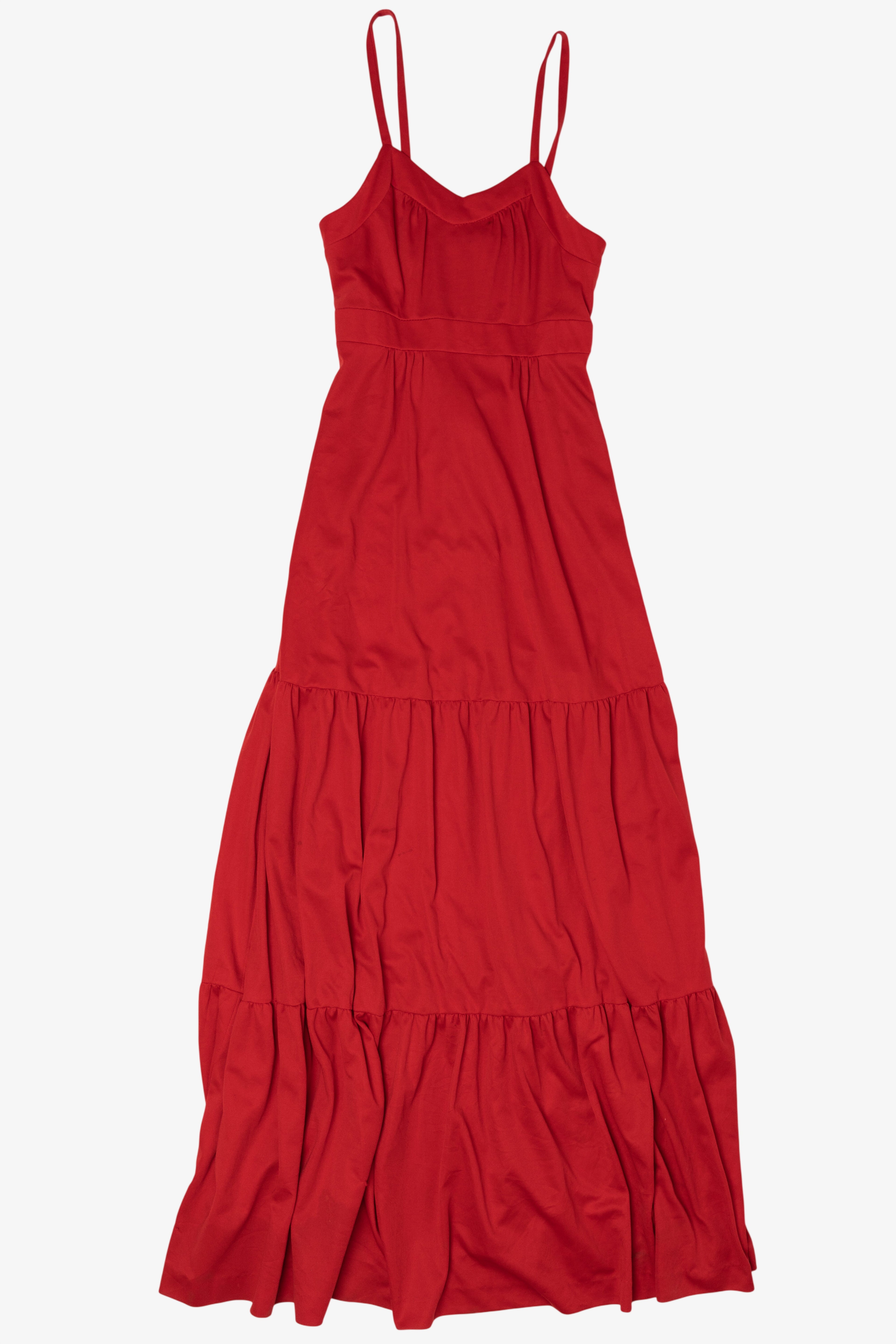 Vintage Red Tiered Maxi Dress (1990s)