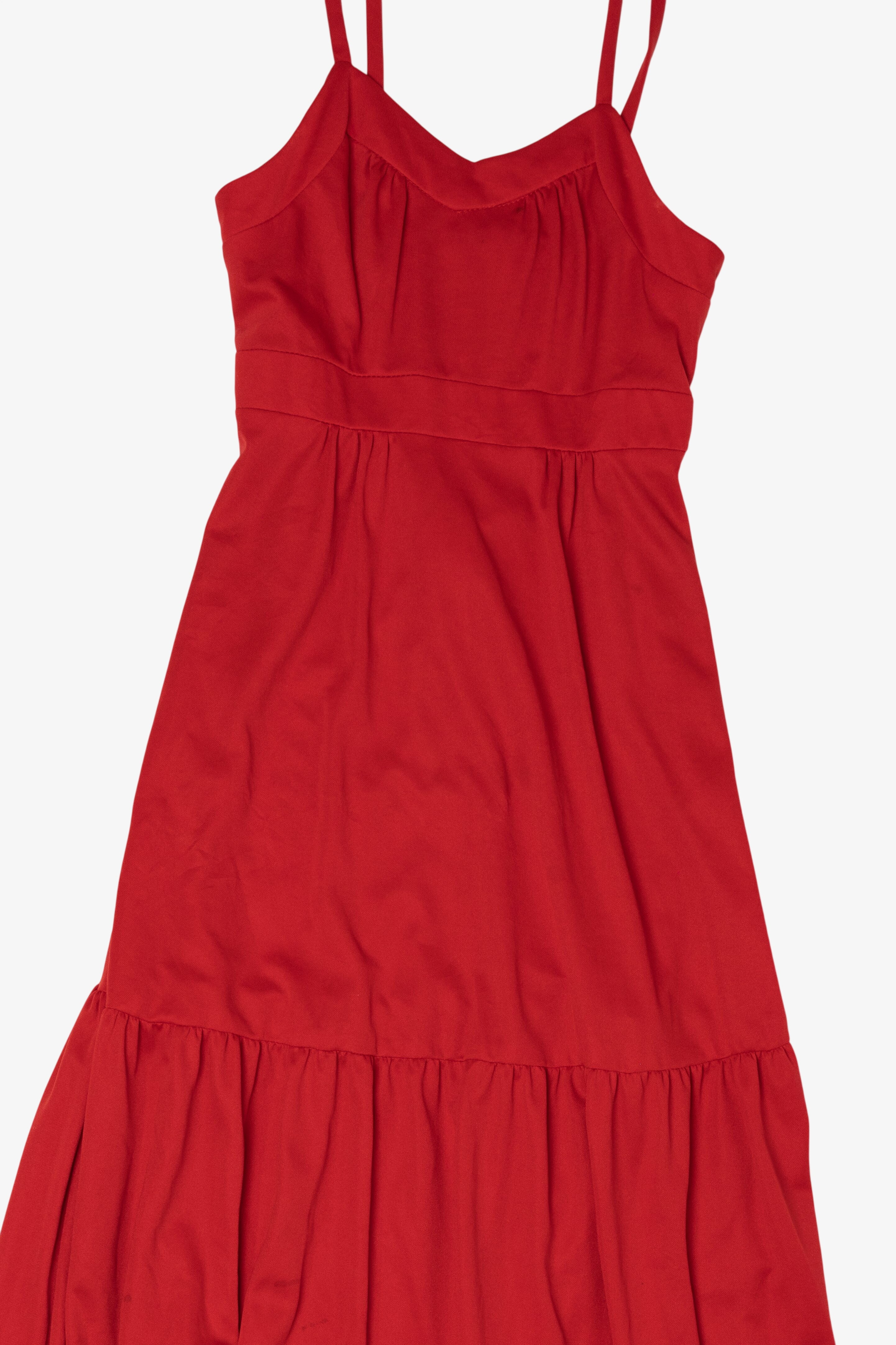 Vintage Red Tiered Maxi Dress (1990s)