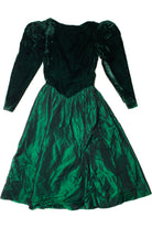 Vintage Crushed Velvet 3/4 Sleeve Large Bow Dress (1980s)