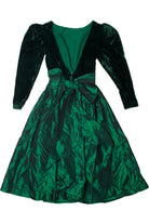 Vintage Crushed Velvet 3/4 Sleeve Large Bow Dress (1980s)