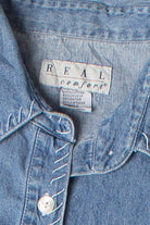 Vintage Real Comfort Stitch Detail Denim Button Front Dress