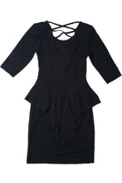 Vintage Peplum Skirt Cross Back Dress (1980s)