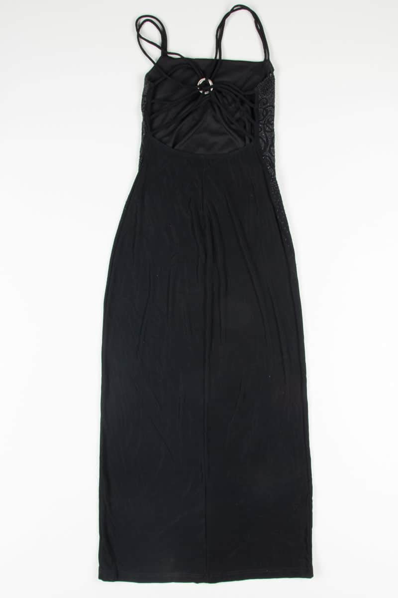 Beaded Strappy Back Prom Dress