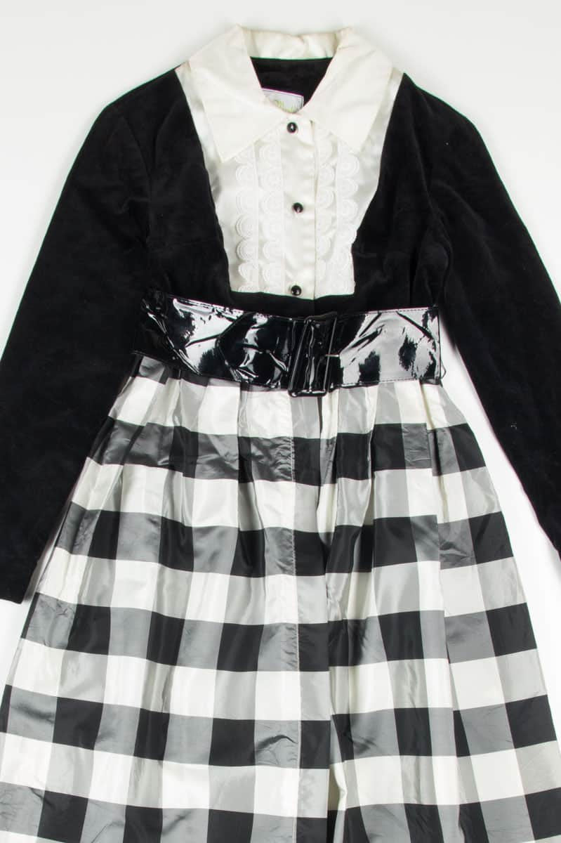 Vintage Velvet & Checker Formal Dress
