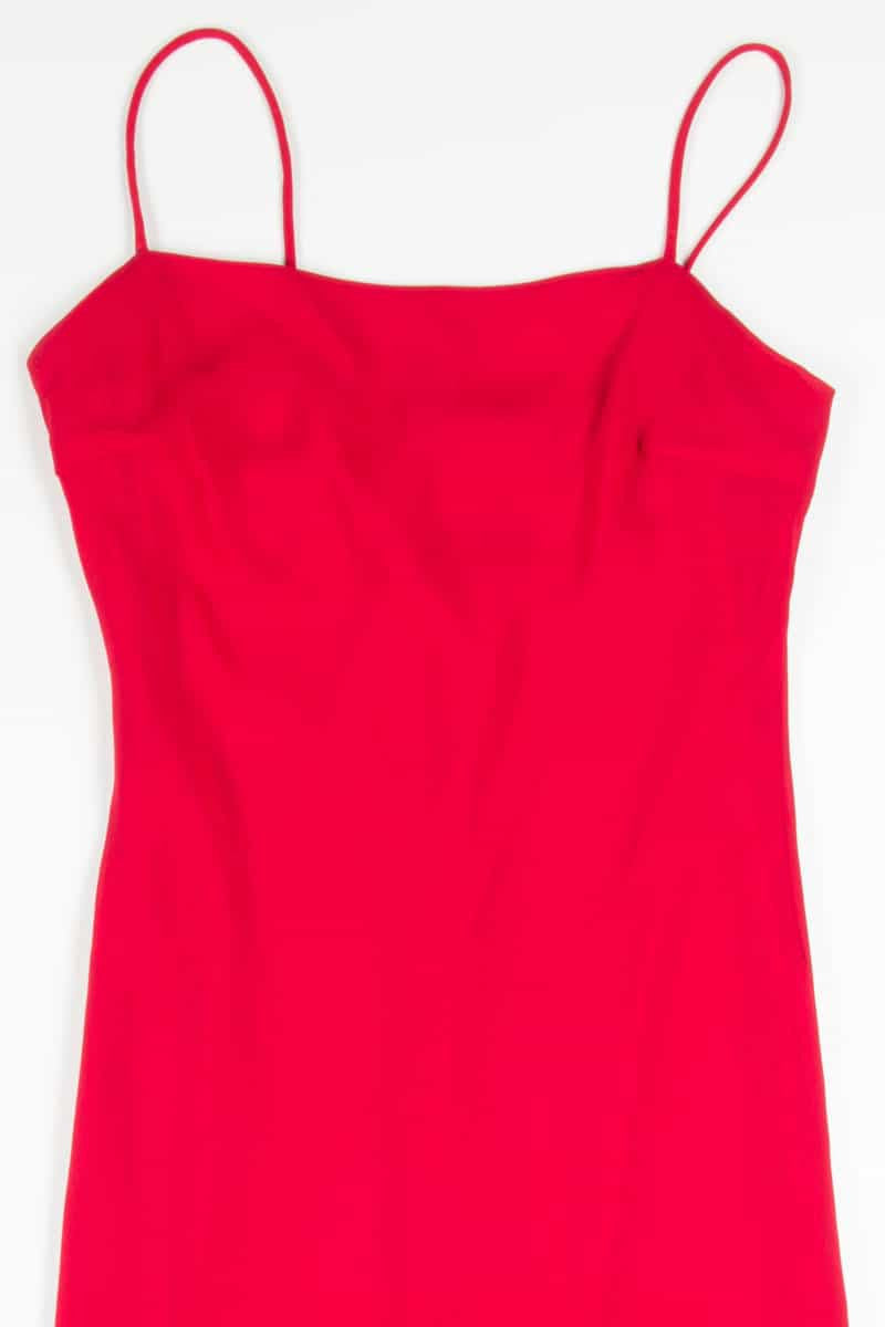 Red Chiffon Ruffle Evening Dress