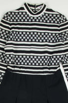 Black & White Checkered Stripes Dress