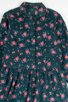 Teal Corduroy Floral Dress