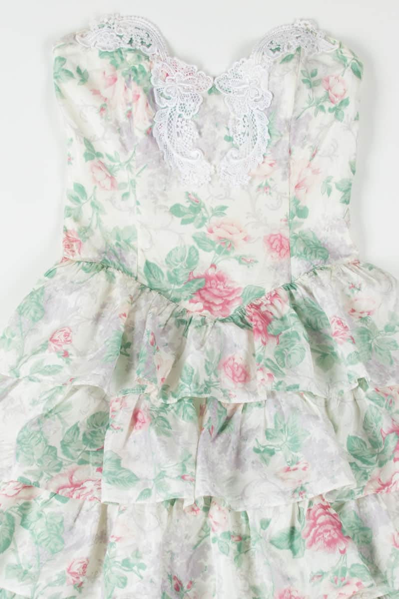Gunne Sax Floral Ruffle Vintage Dress