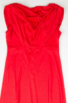 Red Drape Front Evening Dress