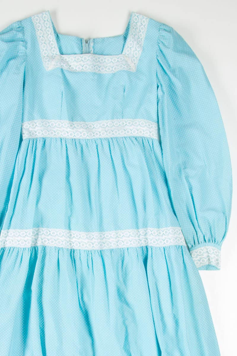 Blue Polka Dot Peasant Dress