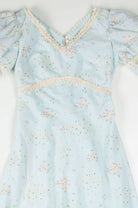 Puff Sleeve Blue Floral Dress