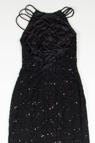 Black Sequin Strappy Back Prom Dress