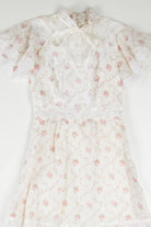 Ditsy Floral Lace Trim Peasant Dress