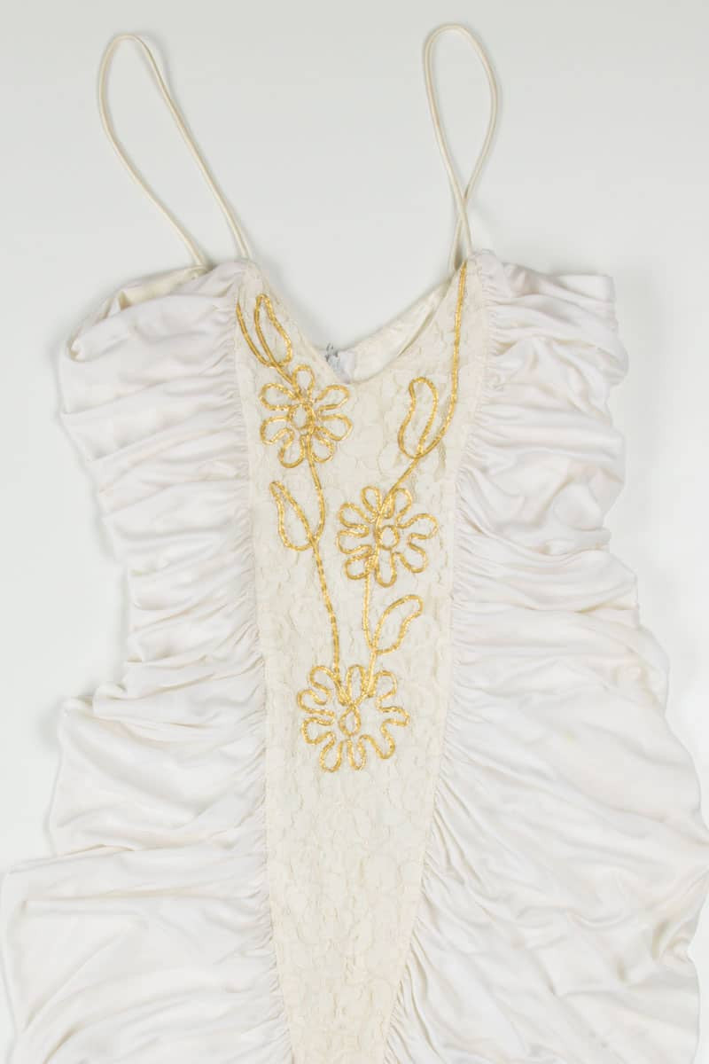 Draping Cream Lace Front Dress