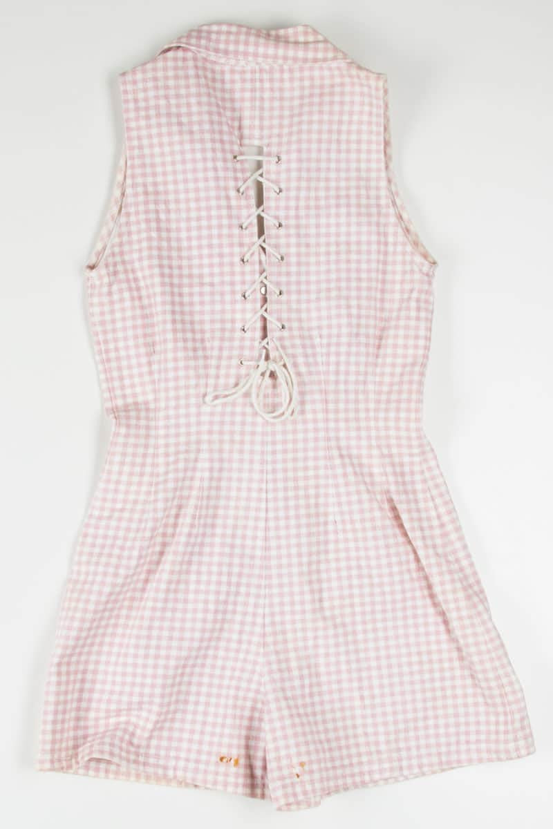 Pink Gingham Button Up Romper