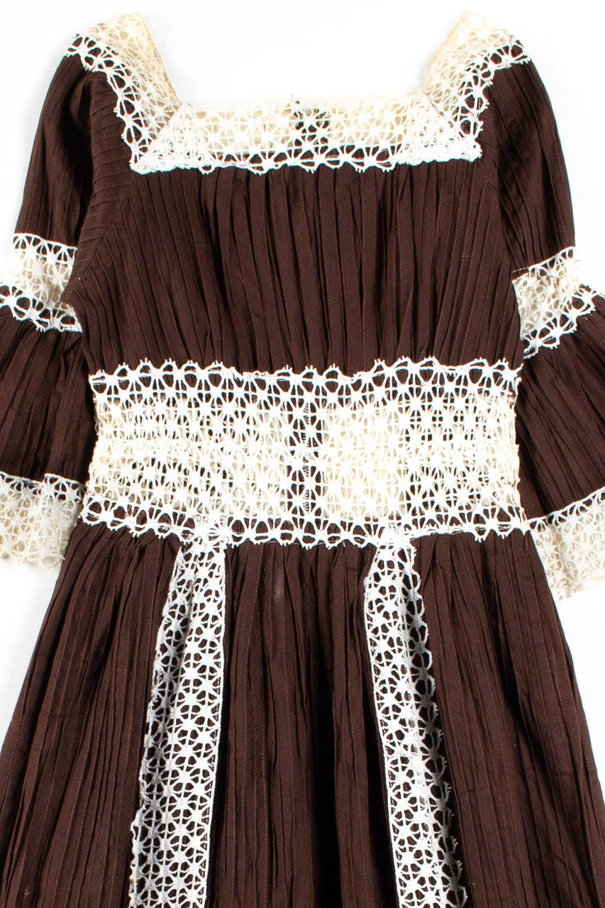 Brown Lace Hippie Maxi Dress