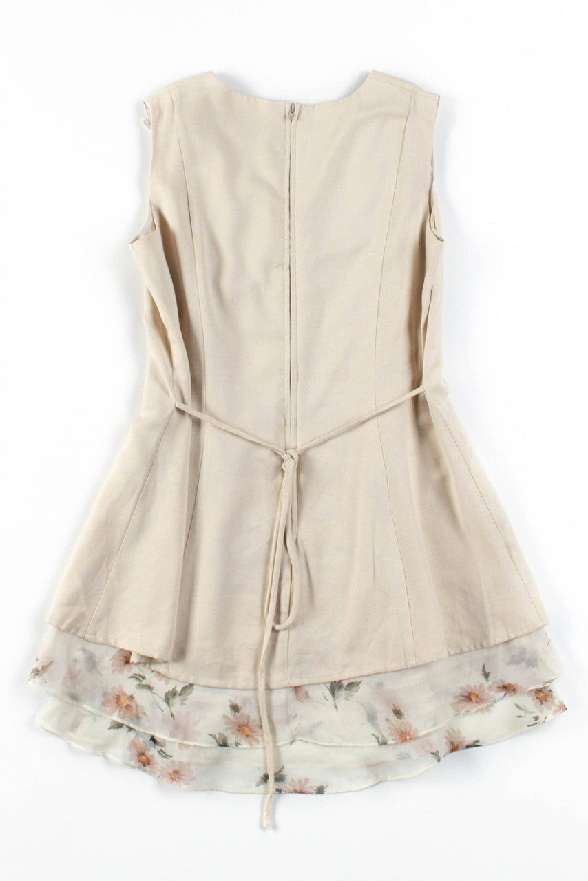 Beige Floral Mini Dress