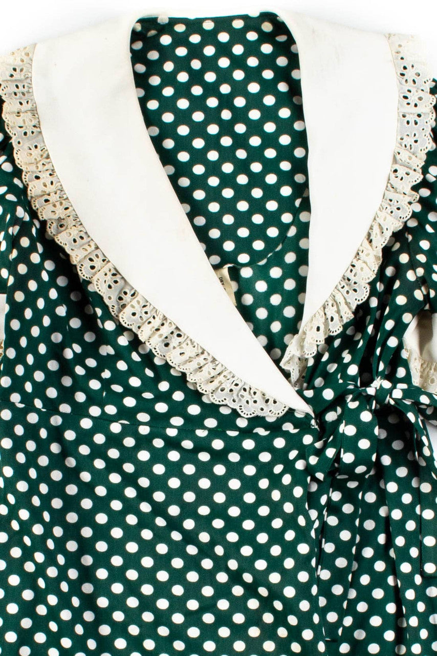Green Polka Dot Wrap Dress