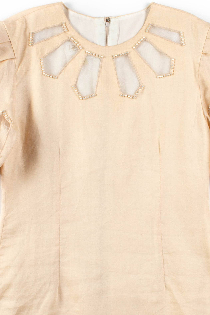 Peach Linen Beaded Dress