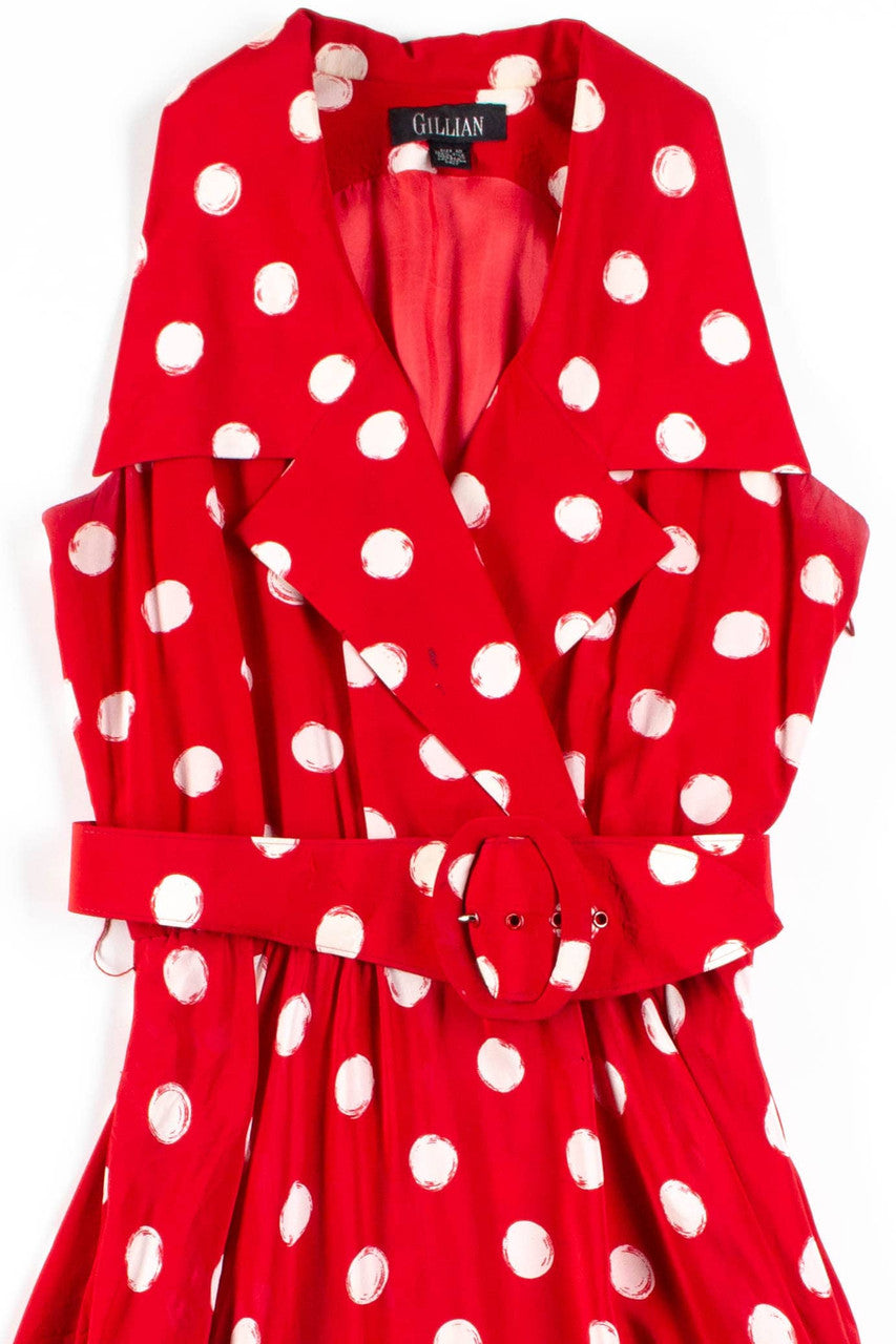 Red Silk Belted Maxi Dress