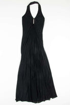 Black Mesh Shimmer Halter Prom Dress
