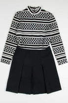 Black & White Checkered Stripes Dress
