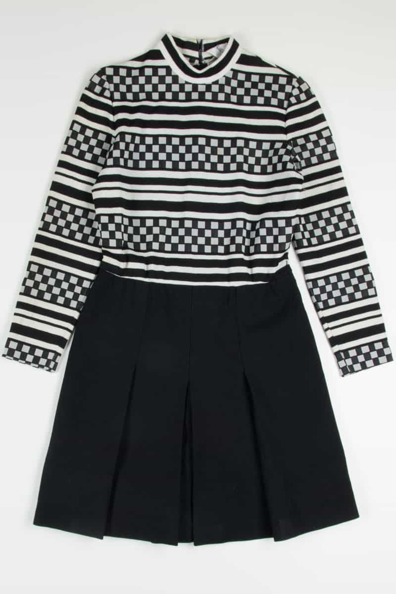 Black & White Checkered Stripes Dress