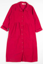 Red Button Front Shirt Dress