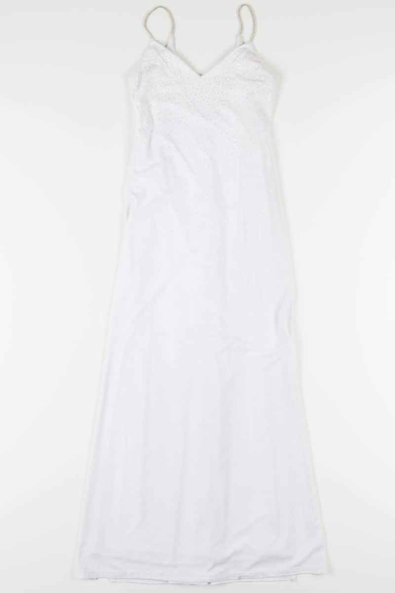 White Gitter Dotted Prom Dress