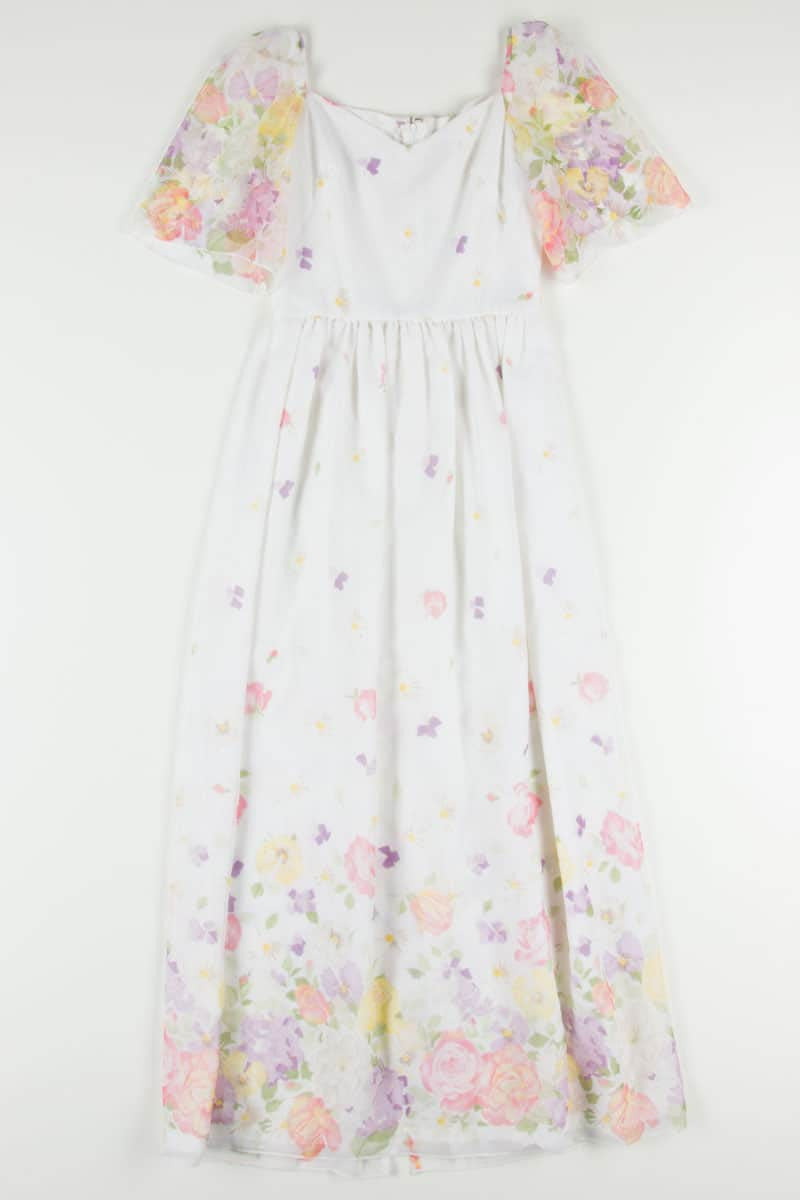 Flutter Sleeve Floral Maxi Dress