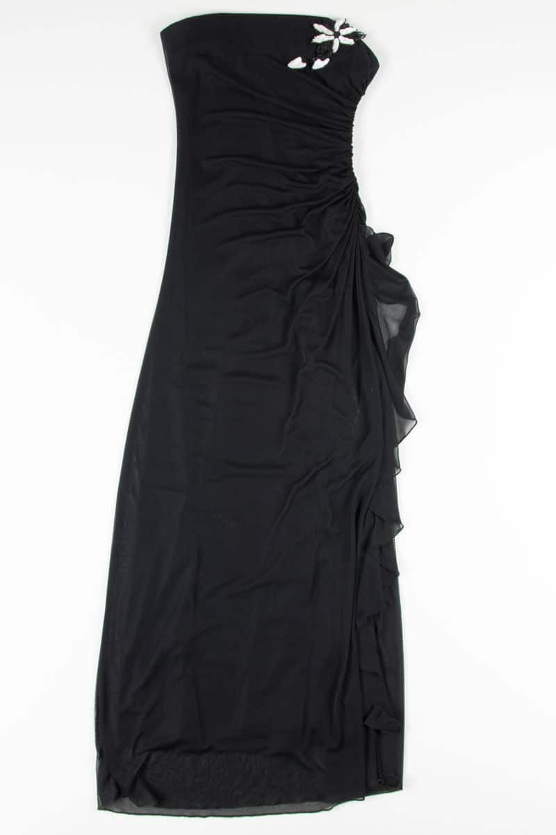 Strapless Sequin Flower Prom Dress