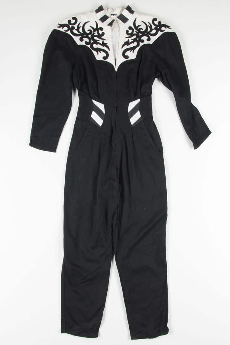 Vintage Black & White Swirl Detail Jumpsuit