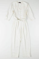 Stained White Floral Embroidered Jumpsuit