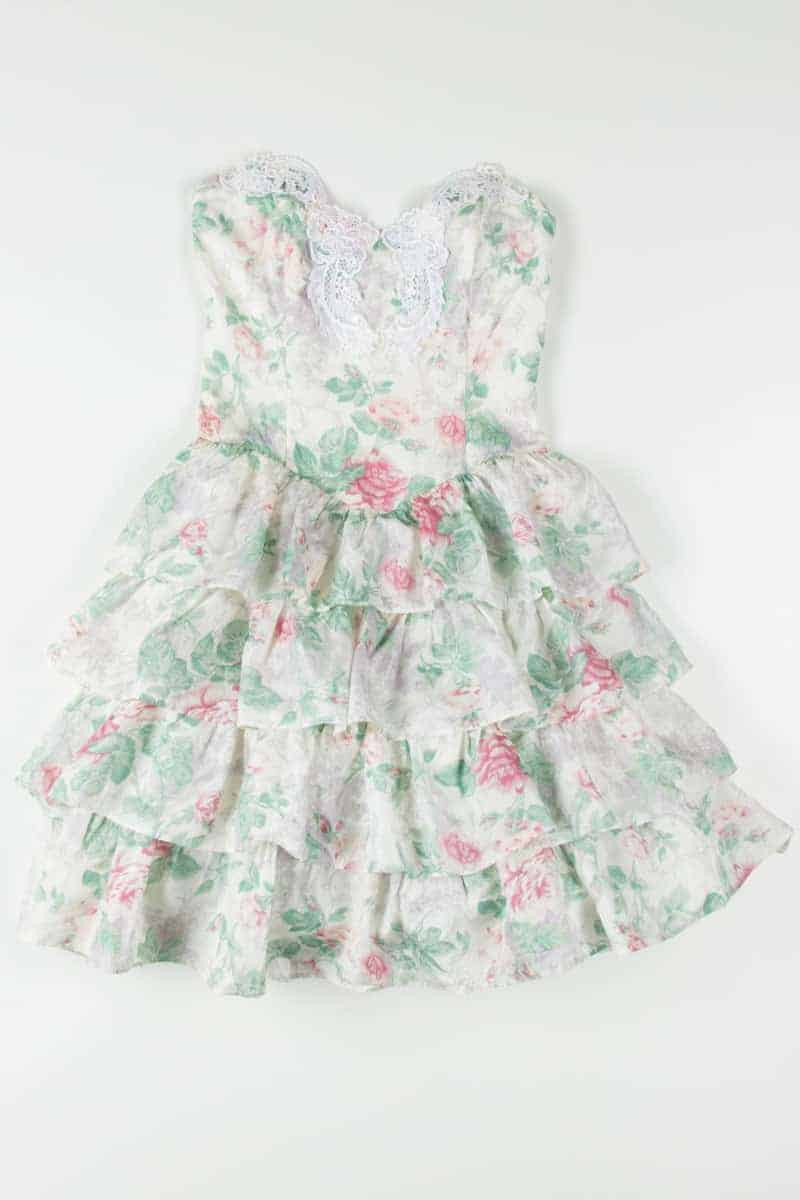 Gunne Sax Floral Ruffle Vintage Dress